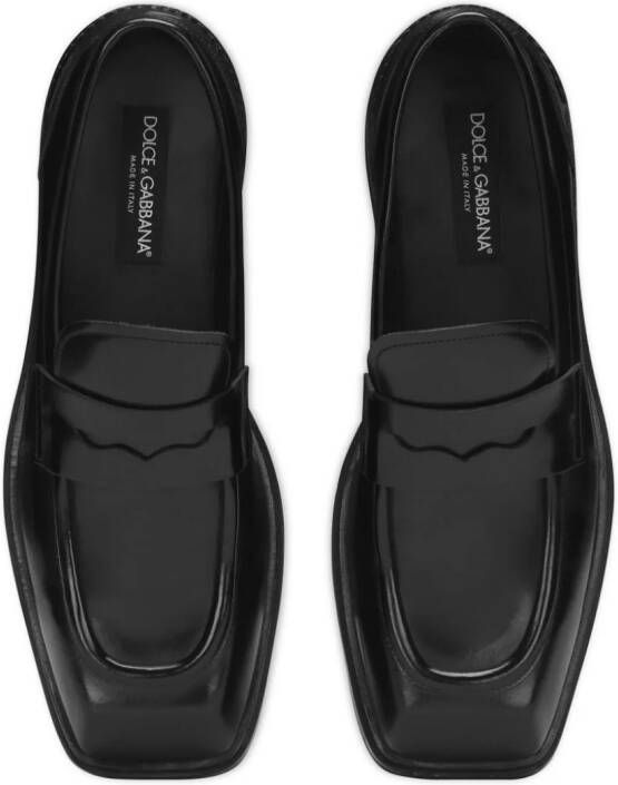 Dolce & Gabbana square-toe leather loafers Black