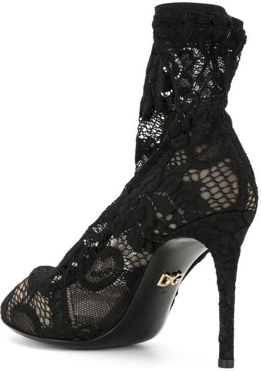 Dolce & Gabbana stretch lace boots Black