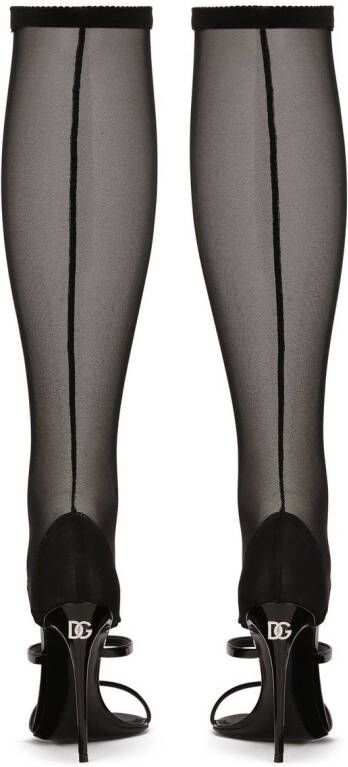Dolce & Gabbana 105mm knee-high tulle sandals Black