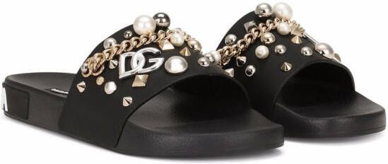 Dolce & Gabbana stud-embellished slides Black