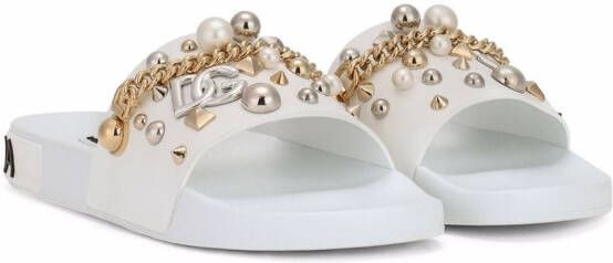 Dolce & Gabbana stud-embellished slides White