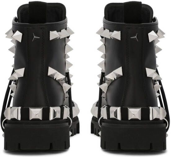 Dolce & Gabbana studded leather combat boots Black
