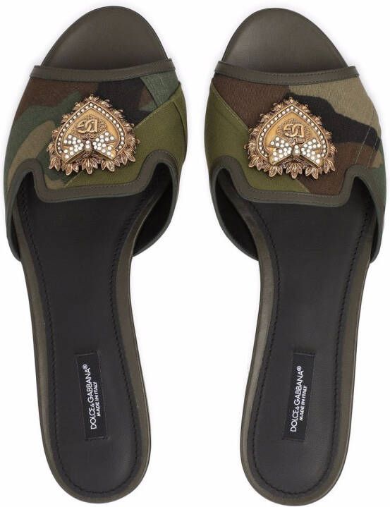 Dolce & Gabbana Taormina Devotion heart slide sandals Green