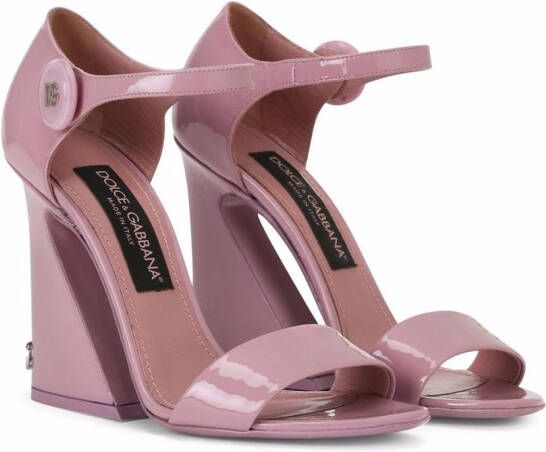 Dolce & Gabbana tapered-heel patent-leather sandals Pink