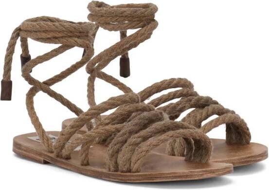 Dolce & Gabbana tie-fastening rope sandals Brown