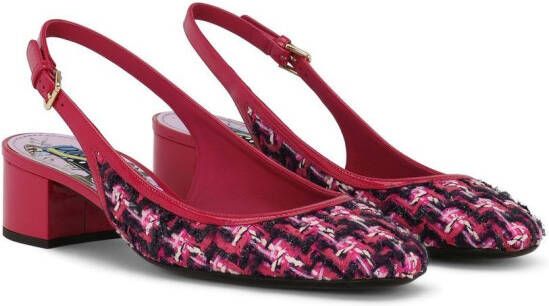 Dolce & Gabbana DG-logo tweed slingback pumps Pink