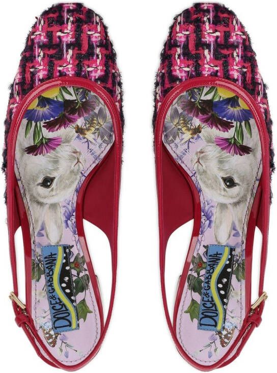 Dolce & Gabbana DG-logo tweed slingback pumps Pink