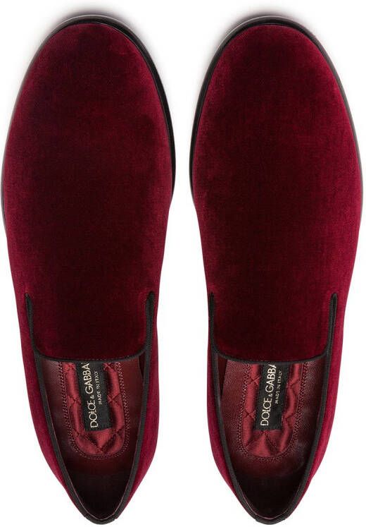 Dolce & Gabbana velvet-effect slippers Red