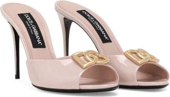 Dolce & Gabbana Vernice 85mm leather mules Pink