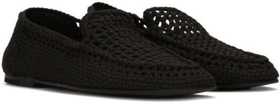 Dolce & Gabbana woven almond-toe loafers Black