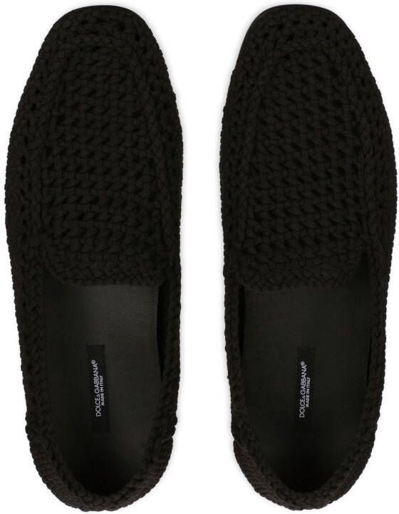 Dolce & Gabbana woven almond-toe loafers Black