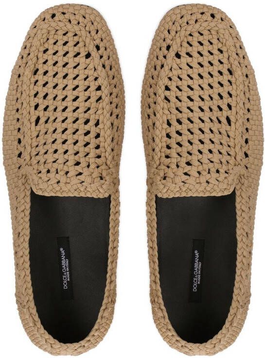 Dolce & Gabbana woven leather slippers Neutrals