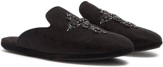 Dolce & Gabbana Young Pope cross-embroidered slippers Black