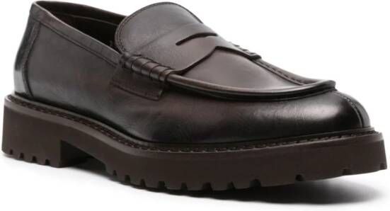 Doucal's almond-toe leather loafers Brown