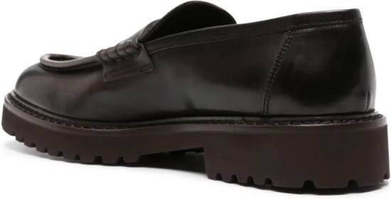 Doucal's almond-toe leather loafers Brown