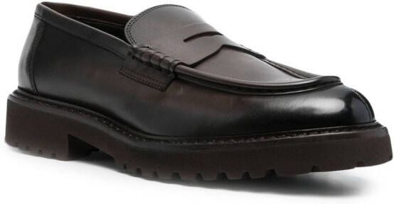 Doucal's almond toe leather loafers Brown