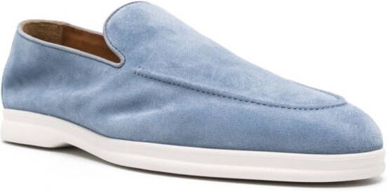 Doucal's almond-toe suede loafers Blue