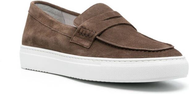 Doucal's almond toe suede loafers Brown