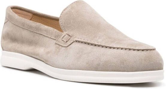 Doucal's almond-toe suede loafers Grey