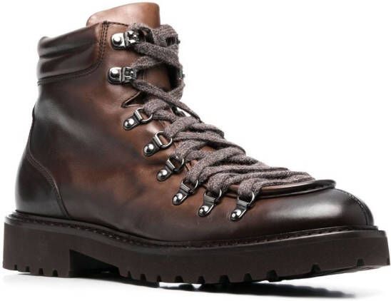 Doucal's ankle lace-up fastening boots Brown