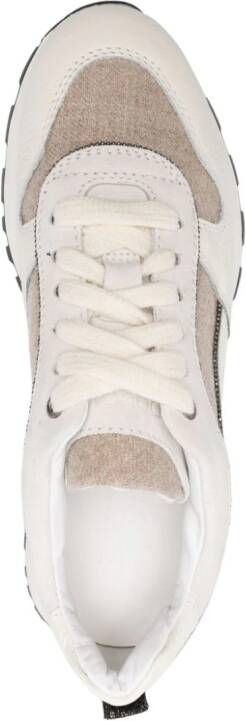 Doucal's bead-embellished panelled sneakers White
