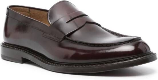 Doucal's brushed-leather loafers Red