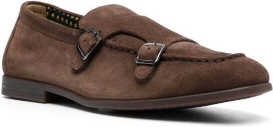 Doucal's buckle-fastening suede monk shoes Brown