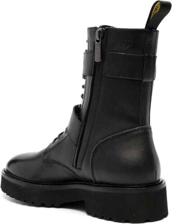 Doucal's buckled lace-up leather boots Black