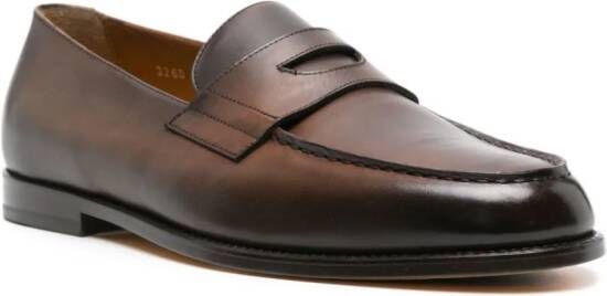 Doucal's burnished-finish leather loafers Brown