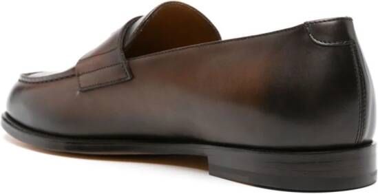Doucal's burnished-finish leather loafers Brown