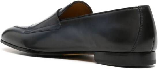 Doucal's burnished-finish leather monk shoes Blue