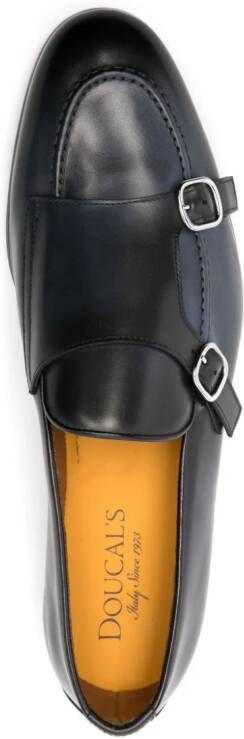Doucal's burnished-finish leather monk shoes Blue