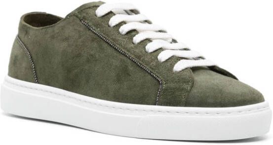 Doucal's chain-detailed suede sneakers Green