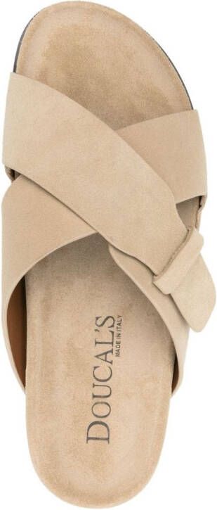 Doucal's cross-strap suede sandals Neutrals