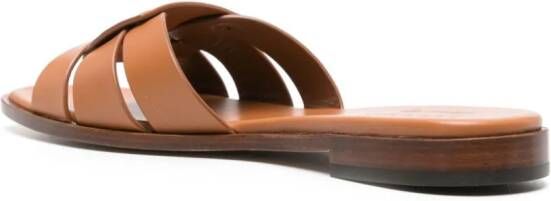 Doucal's cut-out leather slides Brown