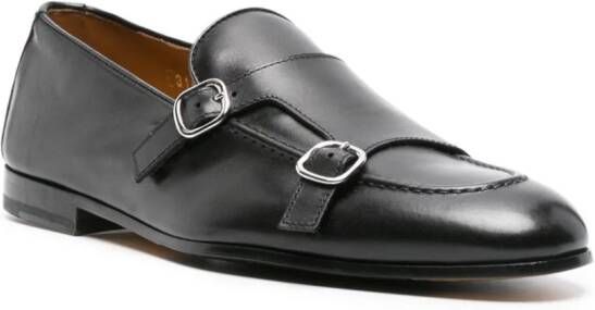 Doucal's double-buckle leather Monk shoes Black