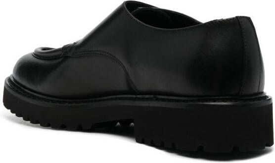 Doucal's double-buckle leather monk shoes Black