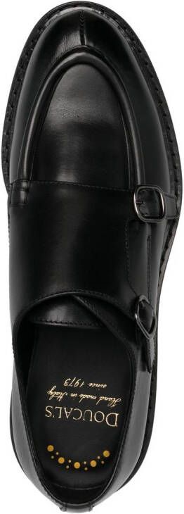 Doucal's double-buckle leather monk shoes Black