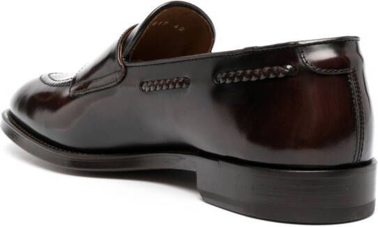 Doucal's double-buckle leather monk shoes Brown