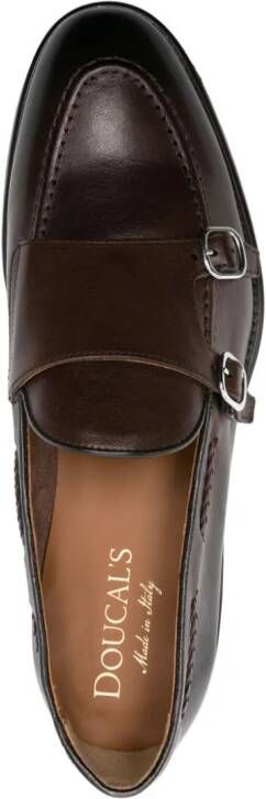 Doucal's double-buckle leather Monk shoes Brown