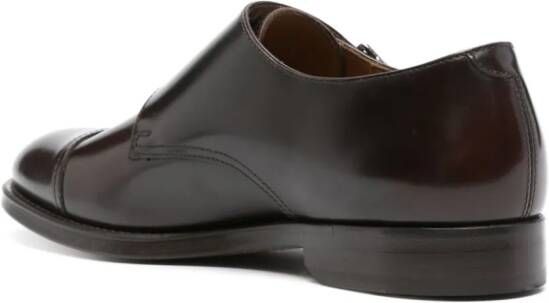 Doucal's double-buckle leather monk shoes Brown
