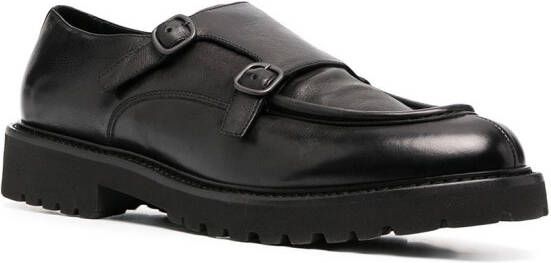 Doucal's double buckle monk shoes Black