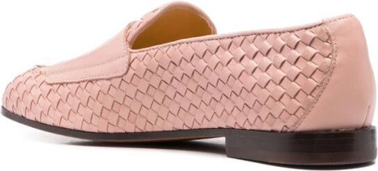 Doucal's double-buckle woven loafers Pink