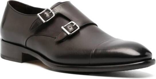 Doucal's double-strap leather monk shoes Brown