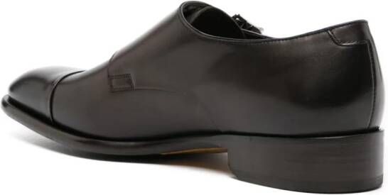 Doucal's double-strap leather monk shoes Brown