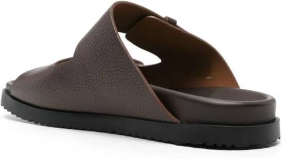 Doucal's double-strap leather slides Brown