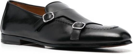 Doucal's double-strap smooth-leather monk shoes Black
