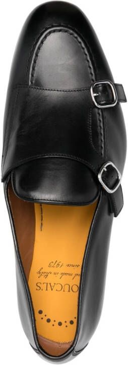 Doucal's double-strap smooth-leather monk shoes Black