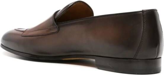 Doucal's faded-effect leather monk shoes Brown