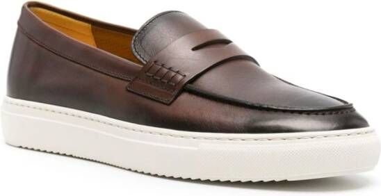 Doucal's faded leather penny loafers Brown